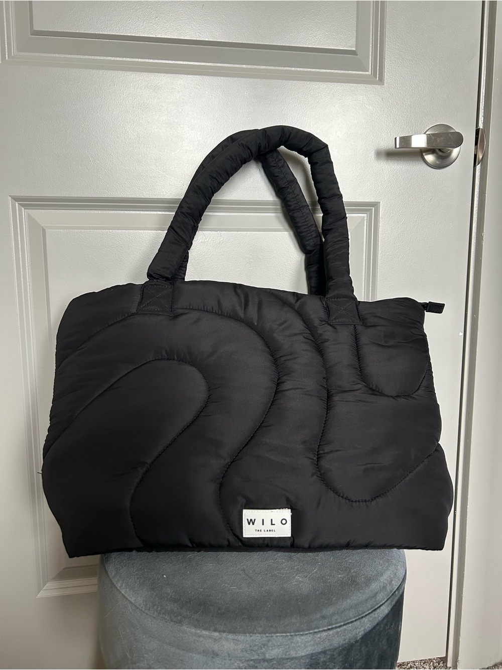 WILO Black Quilted Puffer Tote